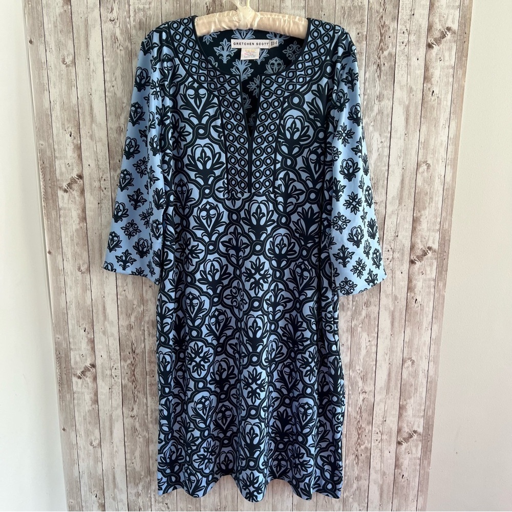 Gretchen Scott Designs Navy Floral Stretch PrepCottage Coastal Dress Diva XXXL